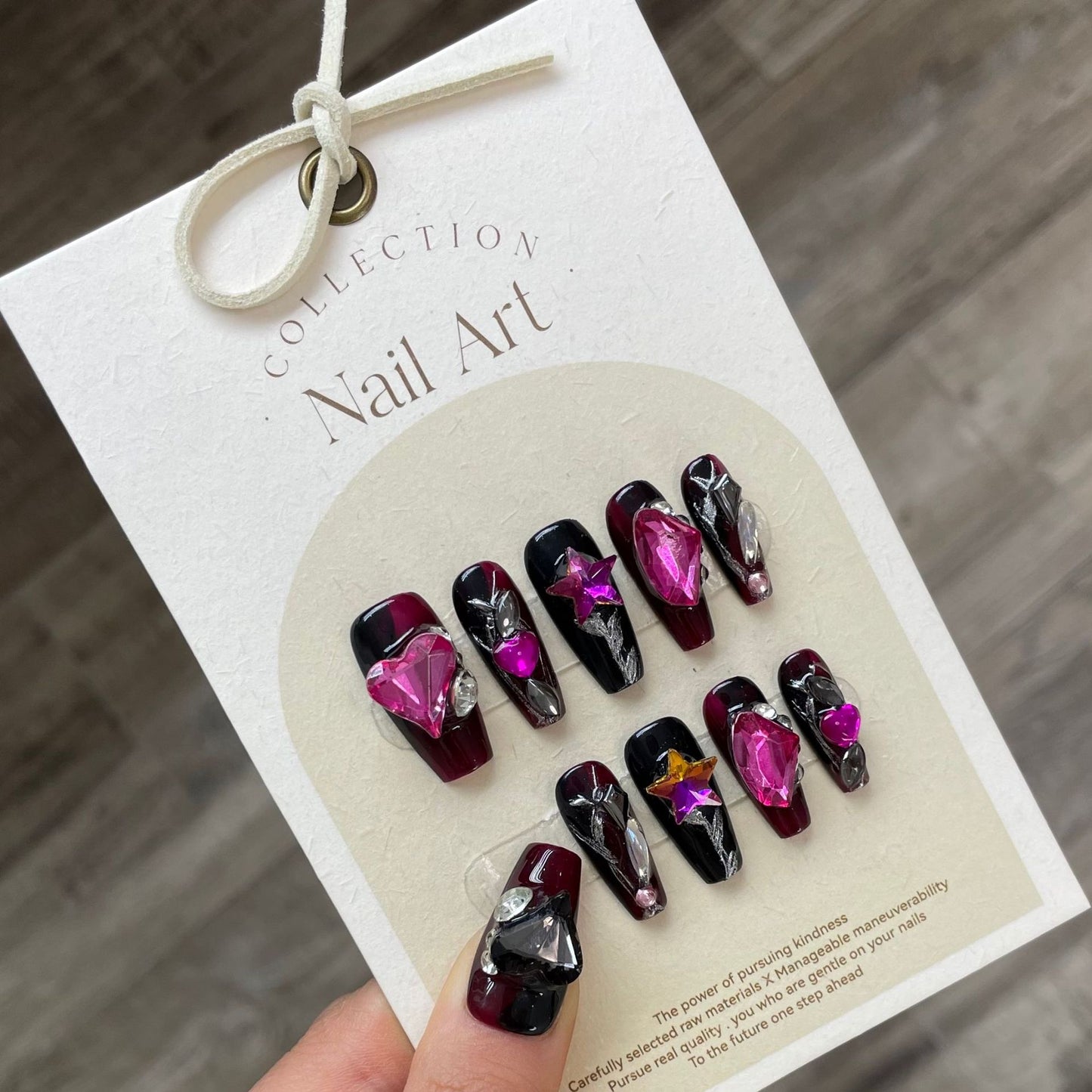 Diamond Heart Handmade Nails