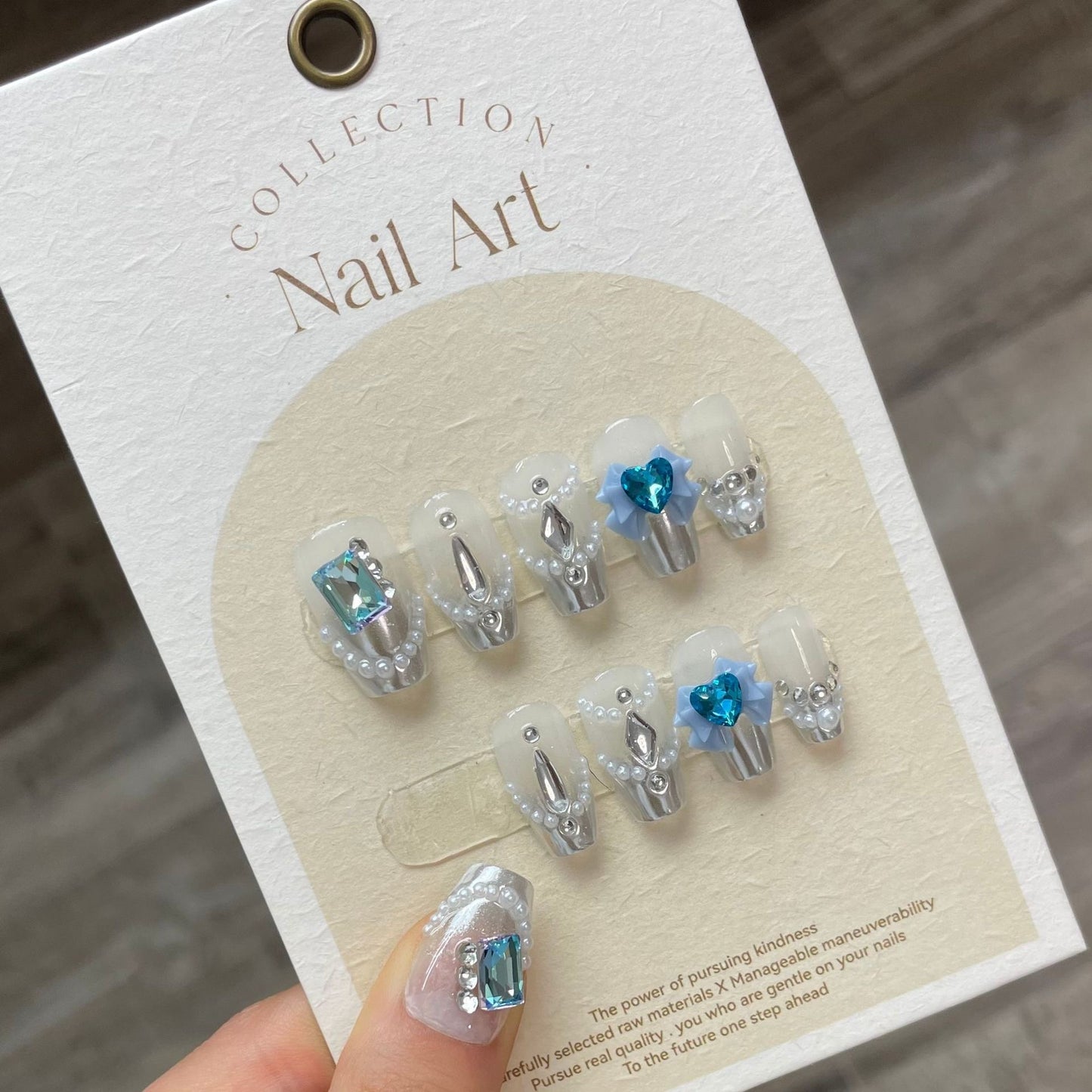 Chain Bow Detail Handmade Nails